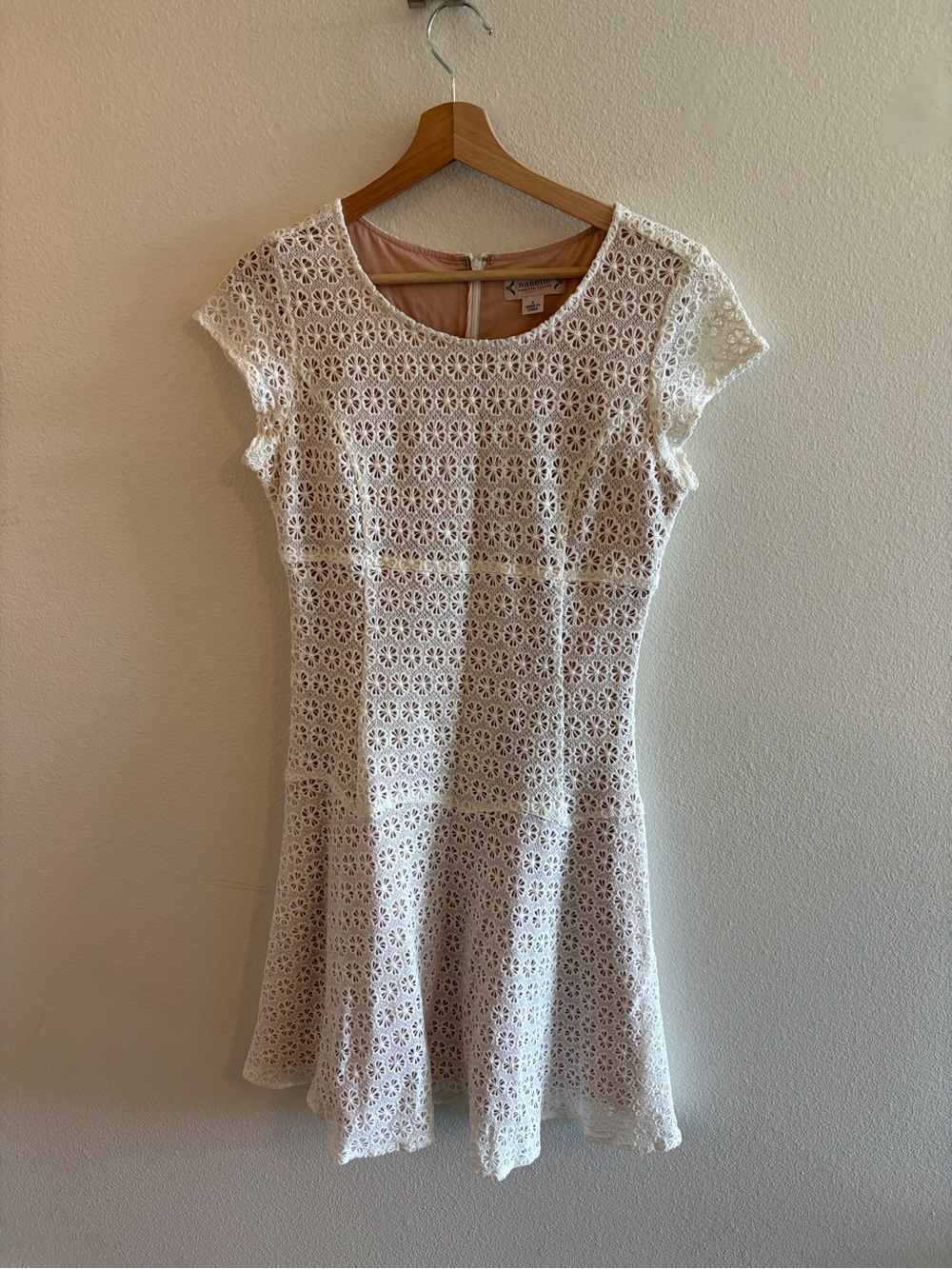 Nanette Lepore Cream Lace Fit-and-Flare Mini Dress